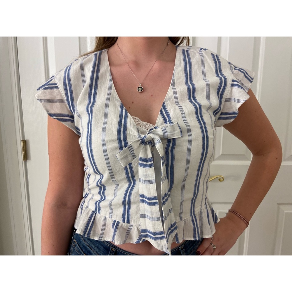 Button up bow detail blouse